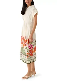 Women's Dolman Sleeve Pleated Waist Midi Dress