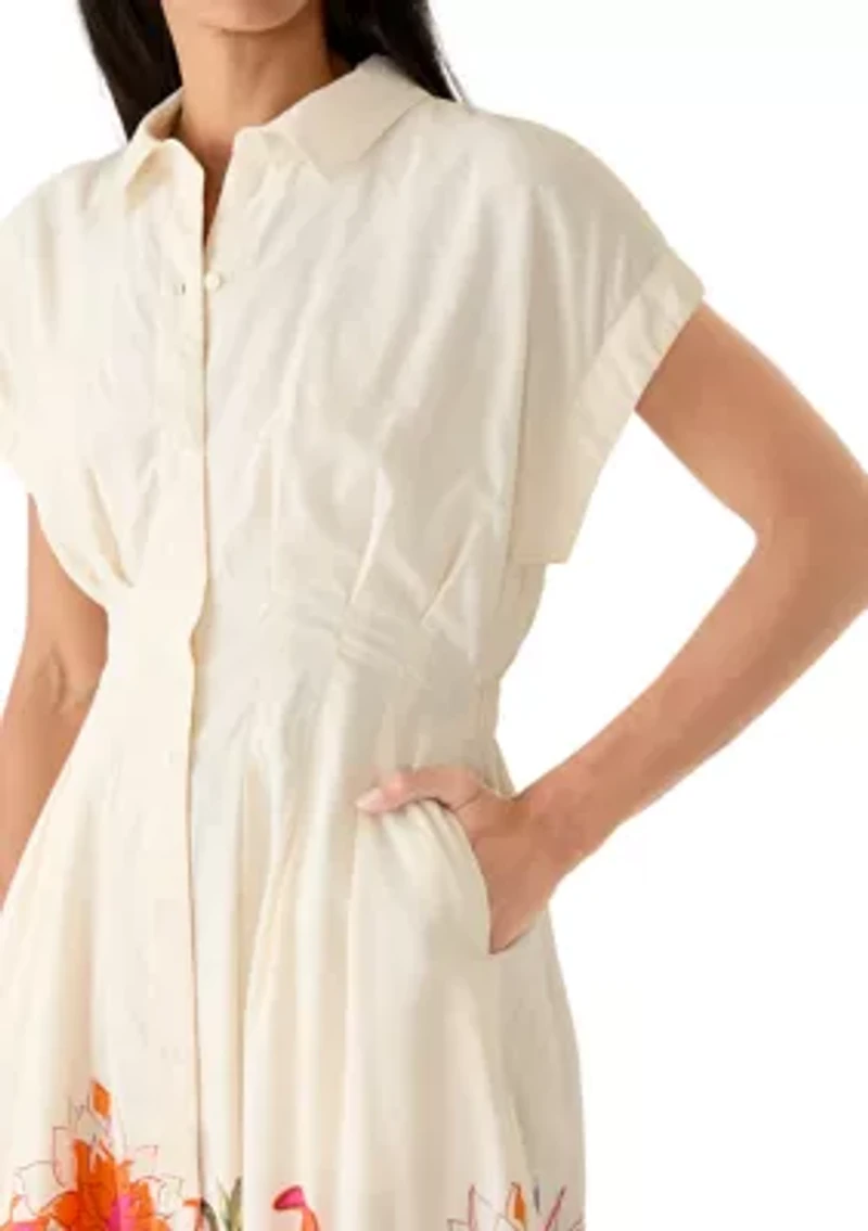 Women's Dolman Sleeve Pleated Waist Midi Dress