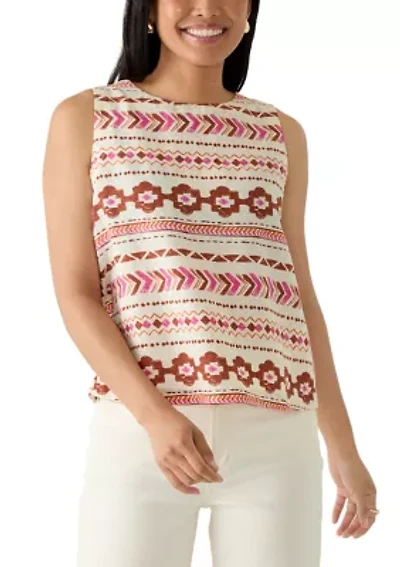Women's Button Back Woven Tank