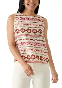 Women's Button Back Woven Tank