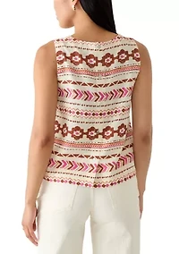 Women's Button Back Woven Tank