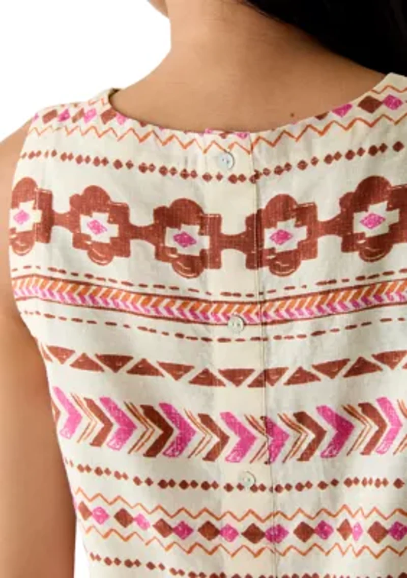 Women's Button Back Woven Tank