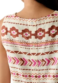 Women's Button Back Woven Tank