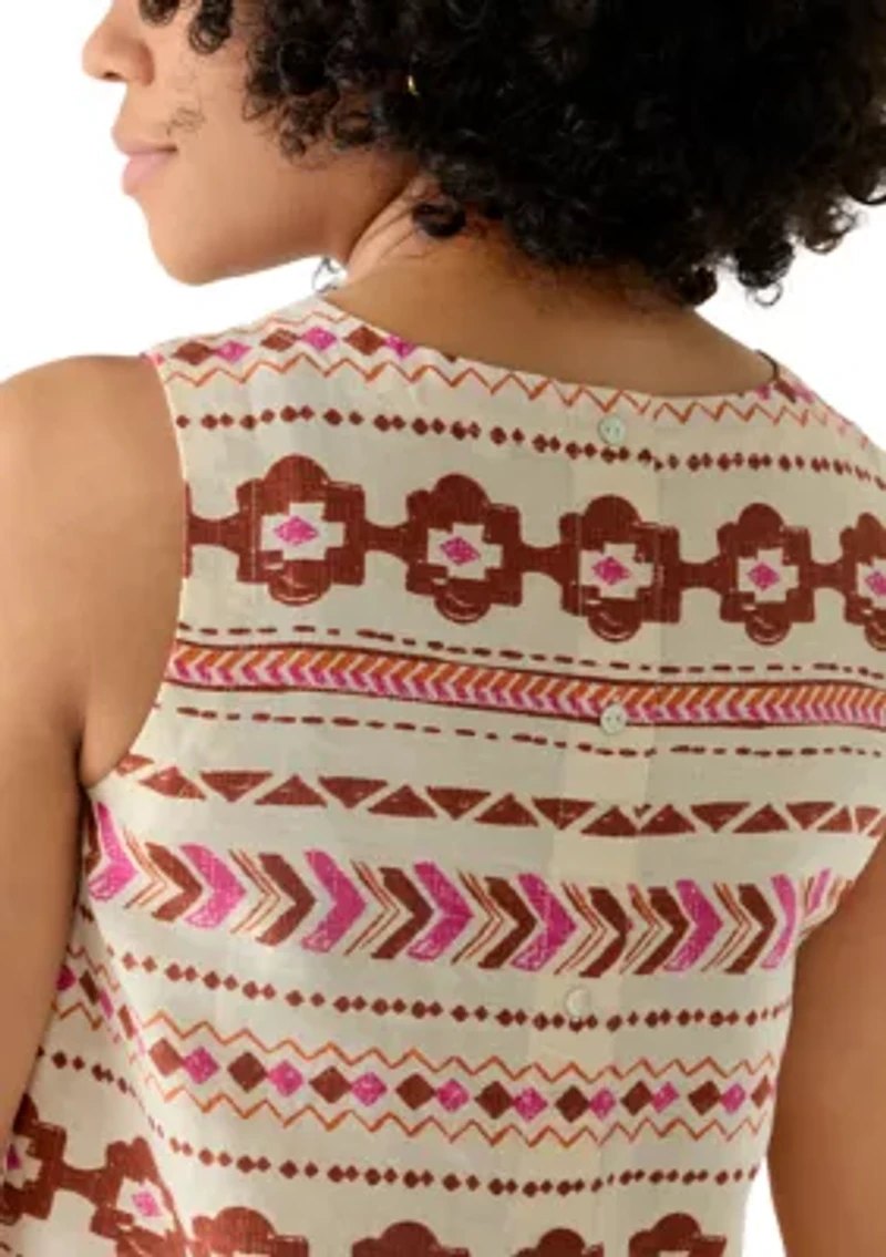 Women's Button Back Woven Tank