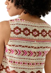 Women's Button Back Woven Tank