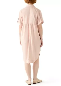 Women's Short Sleeve Button Front Midi Dress