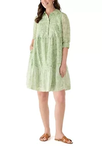 Women's Long Sleeve Mixed Print Shirtdress