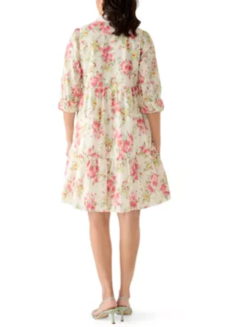 Women's Long Sleeve Mixed Print Shirtdress