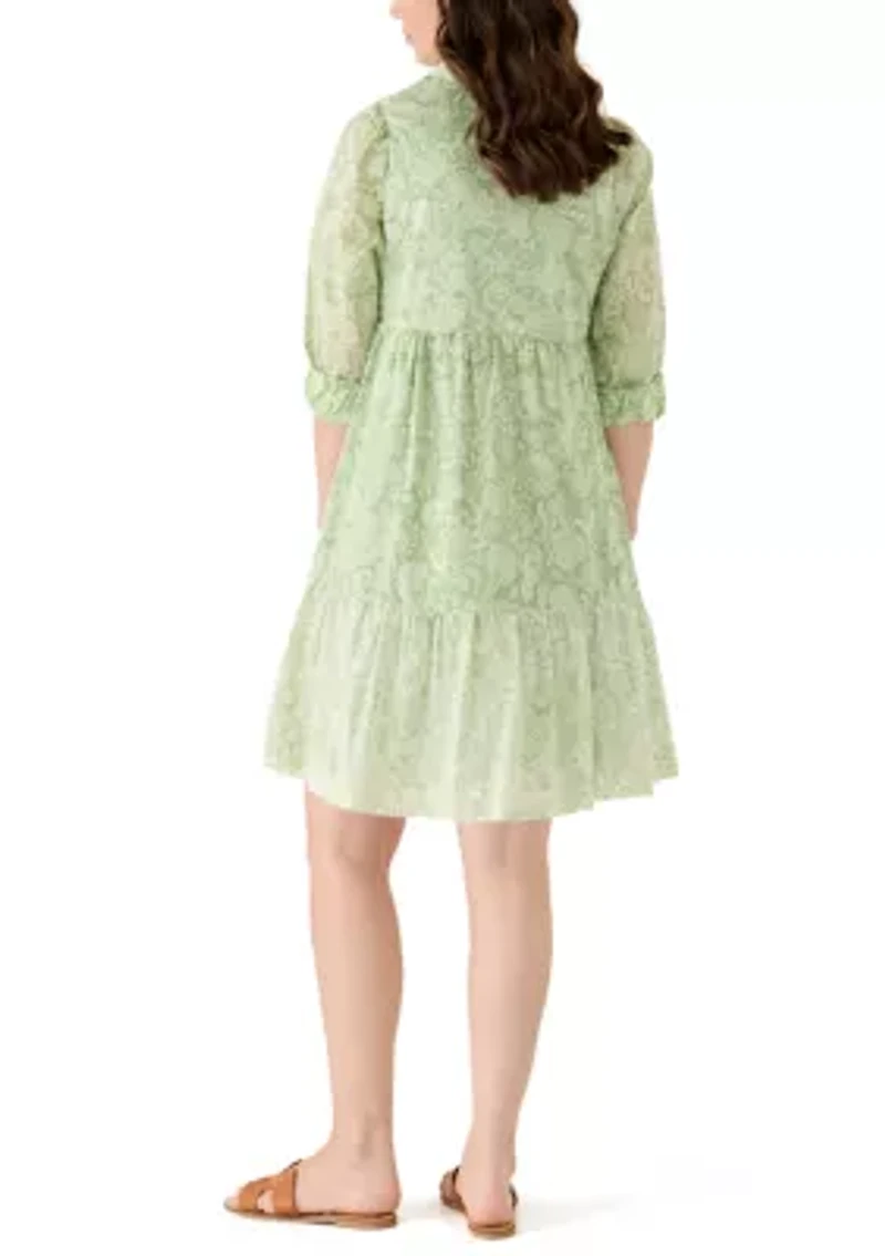 Women's Long Sleeve Mixed Print Shirtdress