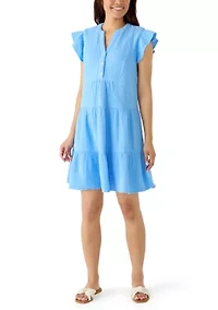 Women's Short Sleeve Gauze Tiered Mini Dress