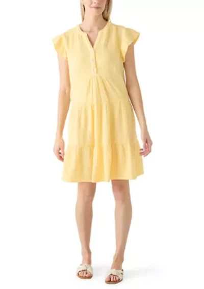 Women's Short Sleeve Gauze Tiered Mini Dress