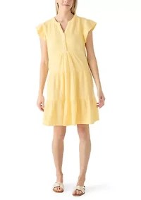 Women's Short Sleeve Gauze Tiered Mini Dress