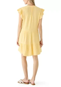 Women's Short Sleeve Gauze Tiered Mini Dress