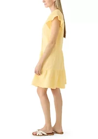 Women's Short Sleeve Gauze Tiered Mini Dress