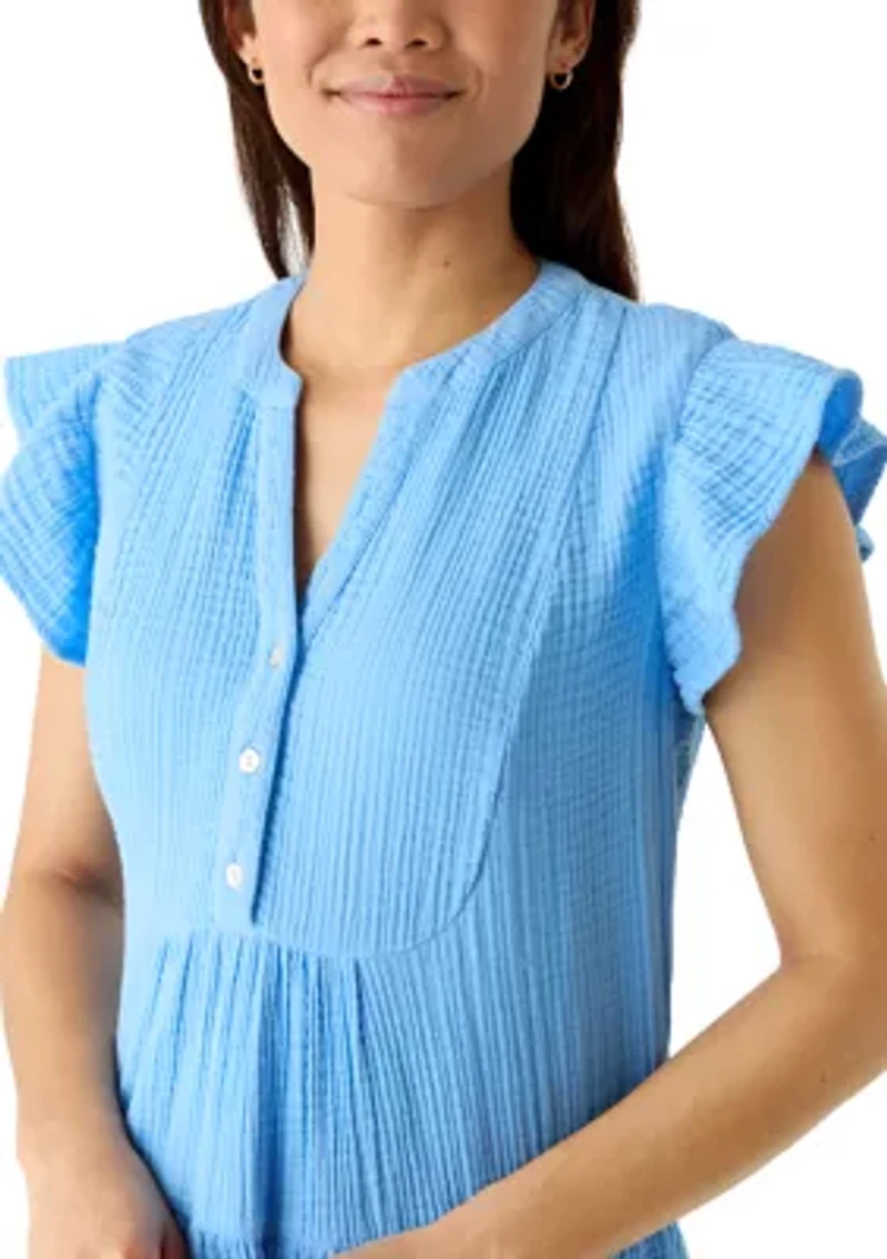 Women's Short Sleeve Gauze Tiered Mini Dress