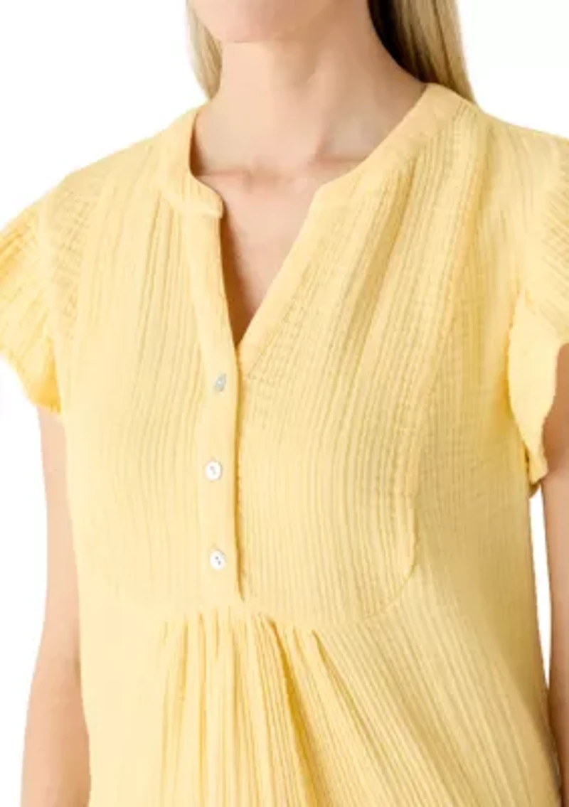 Women's Short Sleeve Gauze Tiered Mini Dress