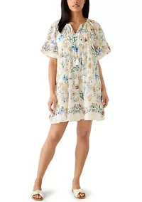 Women's Pleated Print Tiered Mini Dress