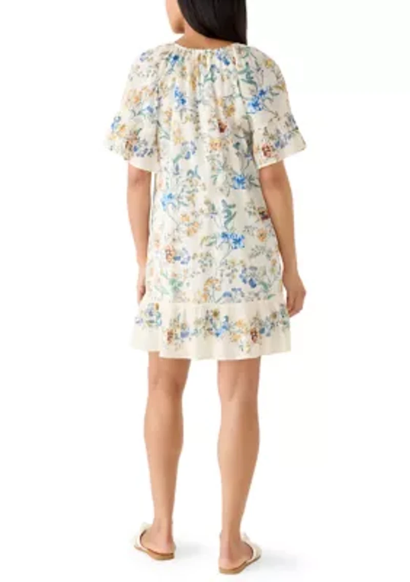 Women's Pleated Print Tiered Mini Dress