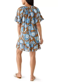 Women's Pleated Print Tiered Mini Dress
