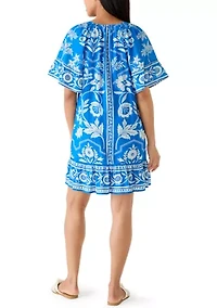 Women's Pleated Print Tiered Mini Dress