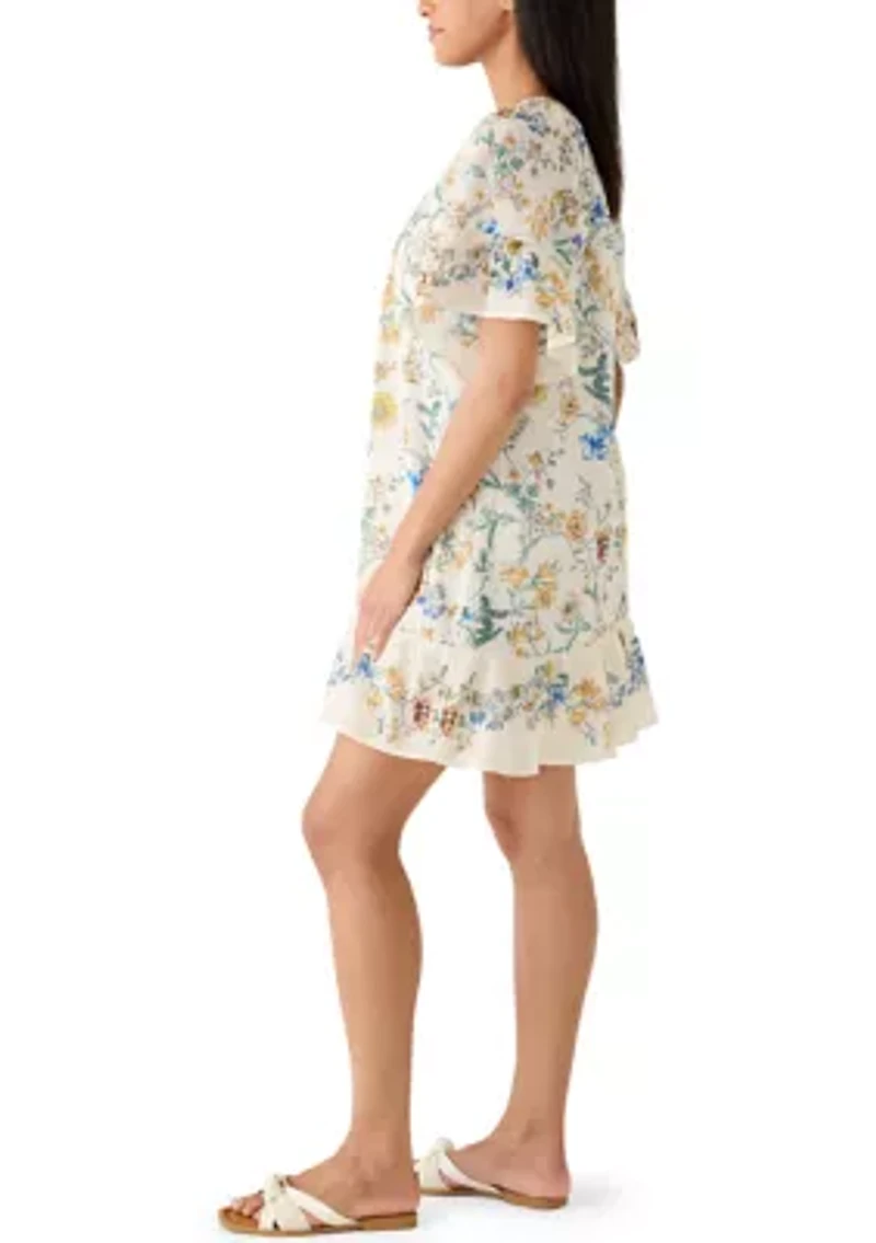 Women's Pleated Print Tiered Mini Dress