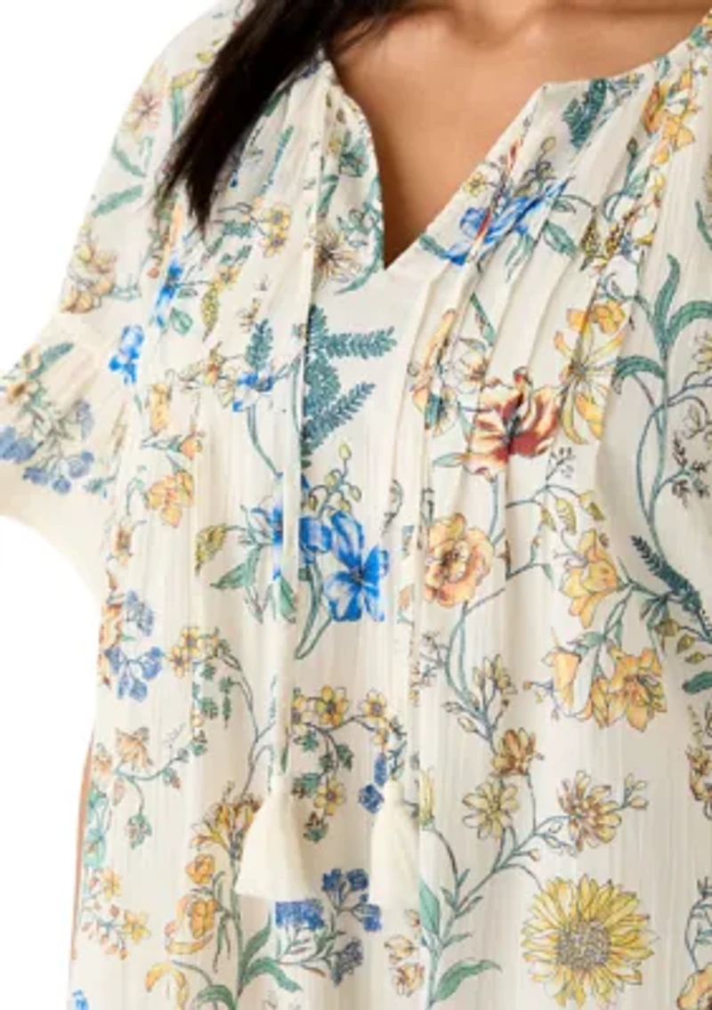 Women's Pleated Print Tiered Mini Dress