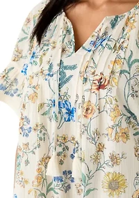 Women's Pleated Print Tiered Mini Dress