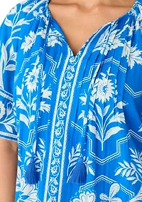 Women's Pleated Print Tiered Mini Dress