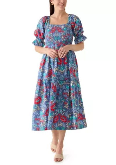 Women's Paisley Print Smocked Maxi Dress