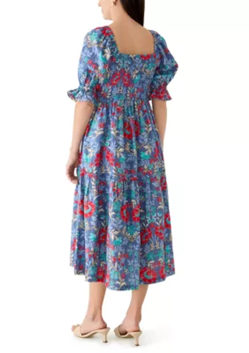 Women's Paisley Print Smocked Maxi Dress
