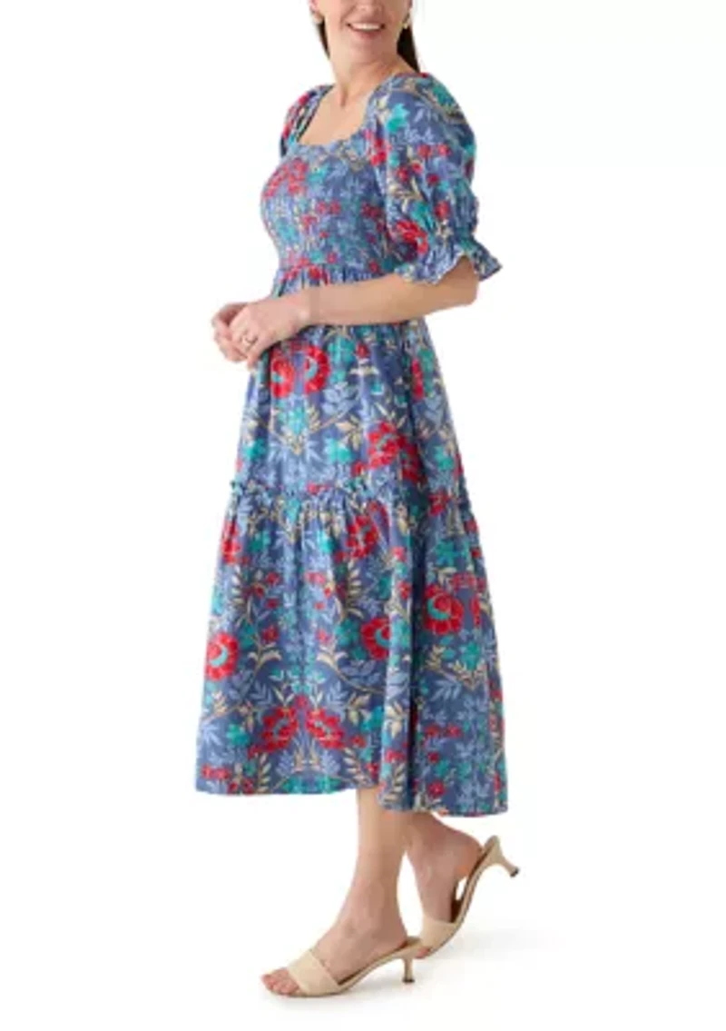 Women's Paisley Print Smocked Maxi Dress