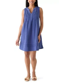 Women's V-Neck Gauze Shift Dress