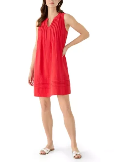 Women's V-Neck Gauze Shift Dress