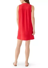 Women's V-Neck Gauze Shift Dress