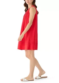 Women's V-Neck Gauze Shift Dress
