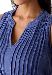 Women's V-Neck Gauze Shift Dress