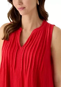 Women's V-Neck Gauze Shift Dress