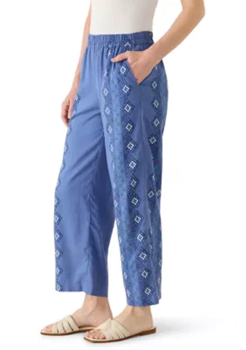 Women's Linen Cropped Print Pants