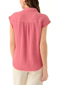 Women's Short Sleeve Oversized Gauze Top