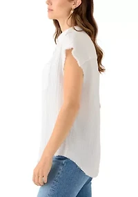 Women's Short Sleeve Oversized Gauze Top