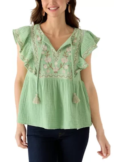 Women's Embroidered Peasant Top
