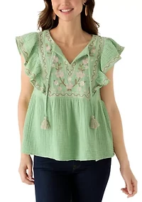 Women's Embroidered Peasant Top