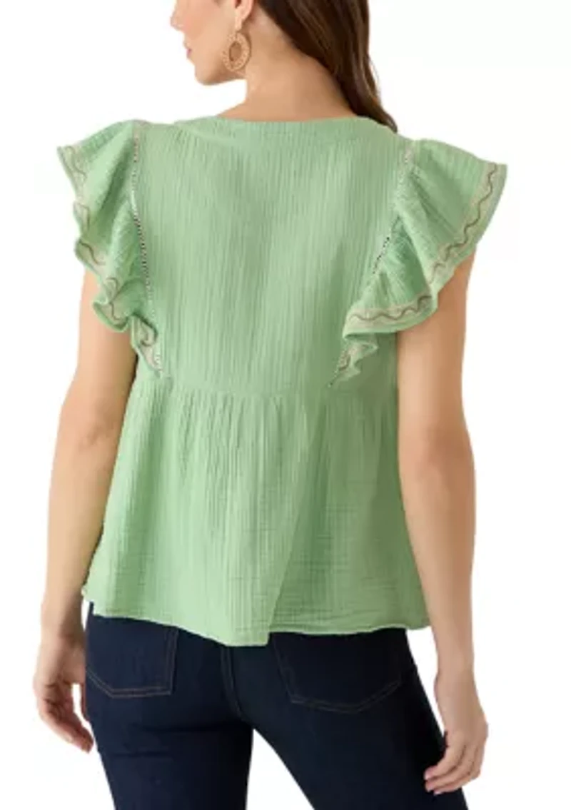 Women's Embroidered Peasant Top