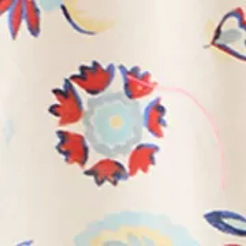 Women's Three-Quarter Sleeve Embroidered Printed Swing Top