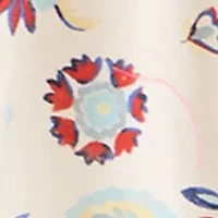 Women's Three-Quarter Sleeve Embroidered Printed Swing Top