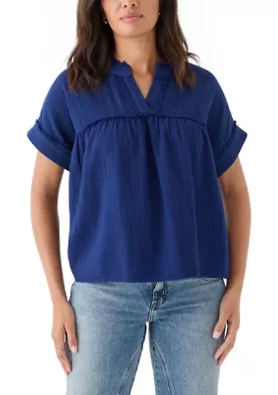 Women's Short Sleeve Gauze Swing Top