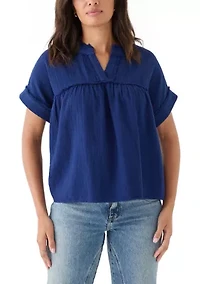 Women's Short Sleeve Gauze Swing Top