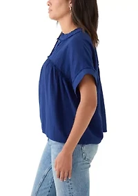 Women's Short Sleeve Gauze Swing Top