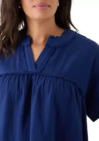 Women's Short Sleeve Gauze Swing Top