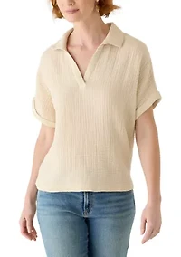 Women's Short Sleeve Gauze Swing Top